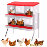 Garvee 6 Compartments Metal Chicken Nesting Boxes, Nesting Boxes with Metal Legs, Chicken Laying Box with Roll Out Egg Collection with Vented Holes - Red