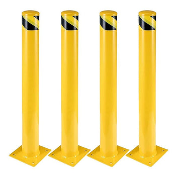 Garvee Safety Bollard 48 Inch Height, 4.5 Inch Diameter, Yellow Steel Bollard Post with 8 Anchor Bolts for Traffic Control, Driveway Barrier, Parking Pole