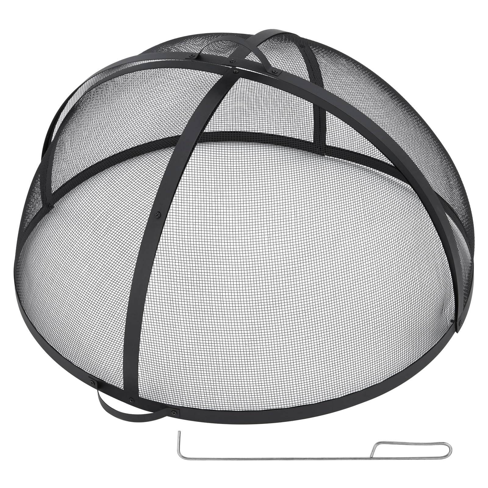 Garvee Outdoor Fire Pit Spark Screen Cover Accessory - 30 Inch Round Heavy Duty Stainless Steel Ember Cover with Heavy Duty Hinges, Flaky Black Design for Patio Backyard