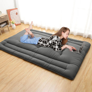 Garvee Futon Mattress Full Size, Foldable Sleeping Mattress Tatami Mattress for Adults, Roll Up Japanese Style Floor Bed Dormitory Floor Mattress for Rv Travel Camping, Dark Grey