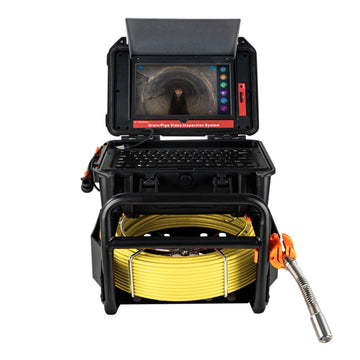 Garvee Sewer Camera 100ft Pipeline Inspection with DVR, Self-Leveling, IP68 Waterproof Aluminum, 12 LED Lights, 10.1" HD Display for Drains & Sewers