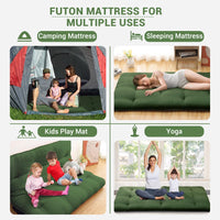 Garvee Japanese Futon Floor Mattress, Futon Mattress Full Size Foldable Floor Bed Mattress, Tatami Mat for House Guest Dorm Roll Up Sleeping Floor Mattress, Army Green