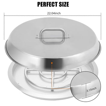 Garvee Fire Pit Cover - Compatible with Bonfire, Round Stainless Steel with Handle, Fits Inset Fire Pit, Perfect for Outdoor Patio Camping,20 * 20inch,Silver