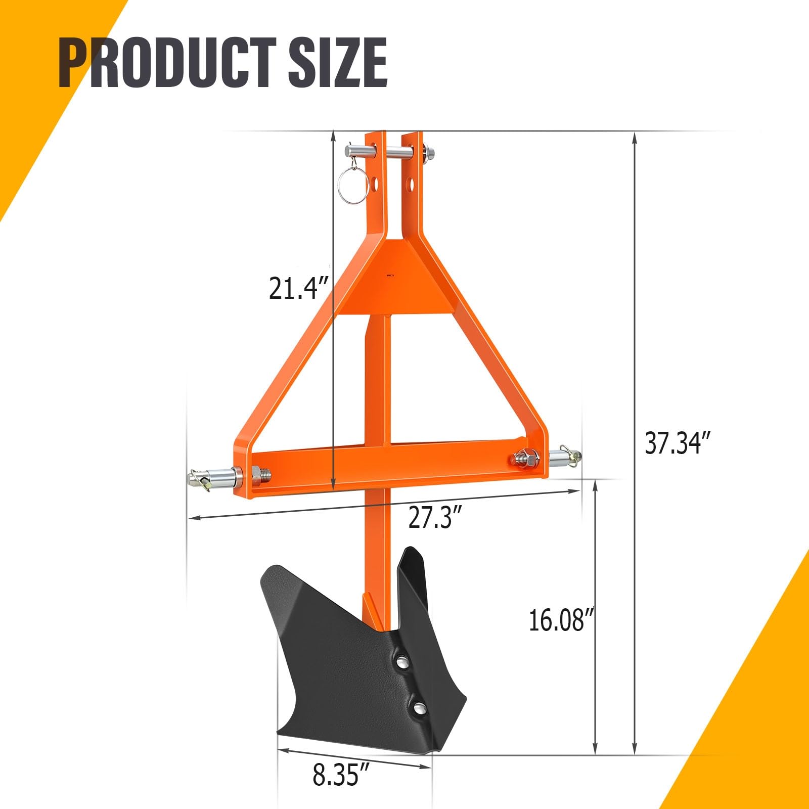 Garvee Middle Buster for Category 1, 3 Point Quick Hitch Tractors, Heavy Duty Steel Furrowing Plow, Receiver Trailer Hitch Tractor Tow Drawbar Adapter, Soil Tiller（1 Ditch Blade）