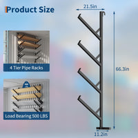 Garvee 2-Pack 400 lbs Shipping Container Pipe Rack - 4-Tier Heavy-Duty Shelving Brackets with No-Drill Installation for Vertical Storage, Black