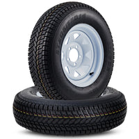 Garvee Set of 4 ST205/75D14 Trailer Tires with 14'' Rims, 5 Lug 4.5'', Load Range C, 6PR, White, Durable All-Season