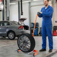Garvee Adjustable Tire Dolly, Heavy-Duty, 350 lbs Capacity with 360° Rotatable Wheels, Steel Construction and Rust-Resistant Coating for Garage, Workshop, and Auto Repair, Orange