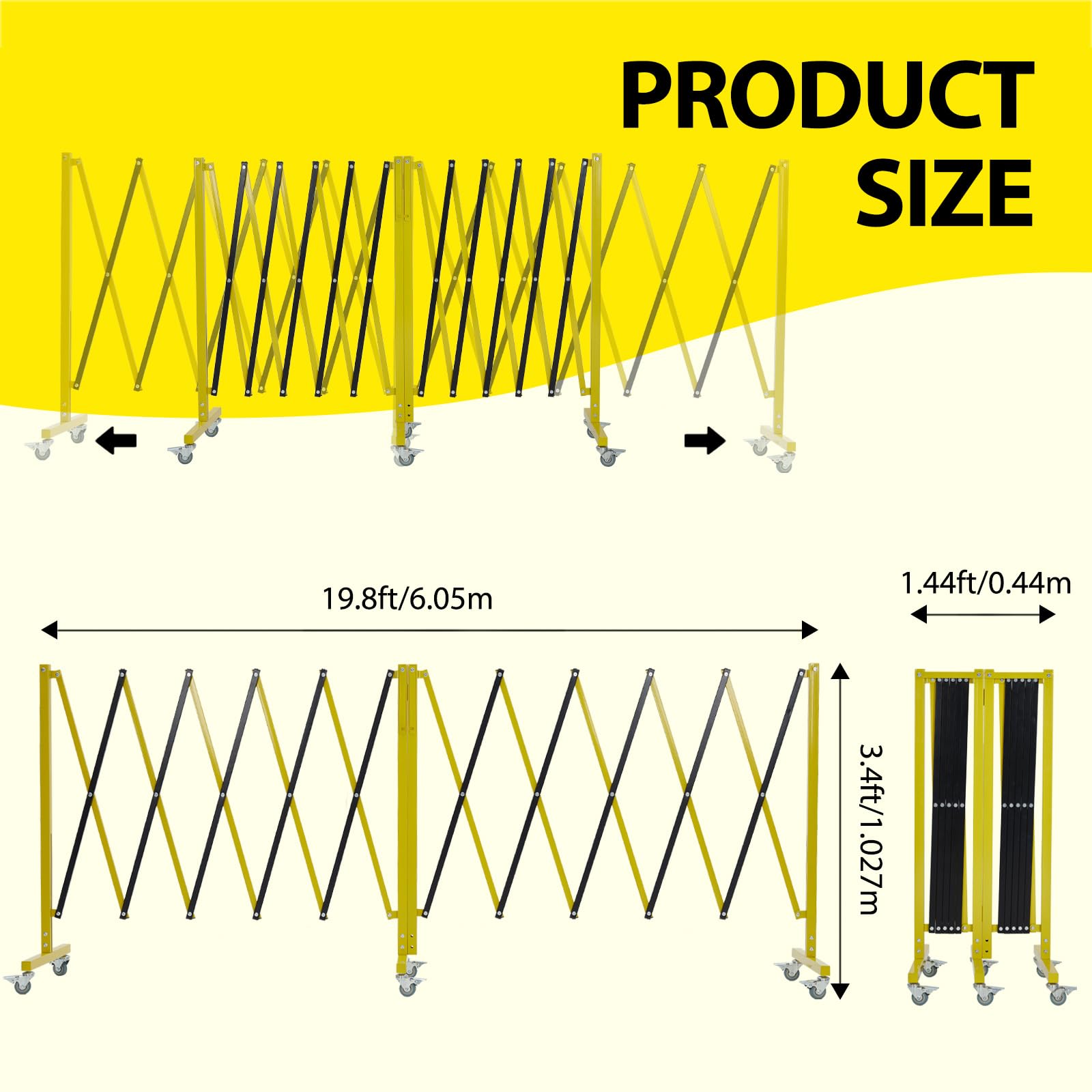 Garvee Retractable 19.8FT Safety Barrier Gate, Metal with Warning Board