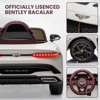 Garvee Kids Ride On Car, Licensed Bentley Bacalar 12V Electric Vehicles w/Parent Remote Control, Scissor Door, Suspension, 3 Speeds, LED Lights, Horn, Battery Powered Ride on Toy for Boys Girls - White