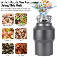 Garvee 1/2 HP Garbage Disposal, Sink Garbage Disposal With Air Switch, Continuous Feed Food Waste Disposer Cleaner With 14 In Power Cord, 380W 3500r/Min,Rose Gold