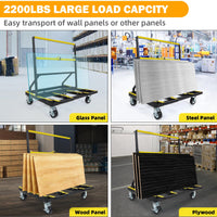 Garvee 2200 lb Folding Drywall Cart with Extendable Deck, Steel Panel Dolly for Sheetrock, Plywood, Glass & Tile