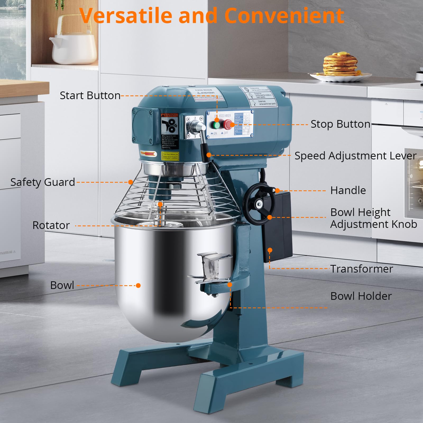 Garvee 15QT Commercial Food Mixer, Professional Large Stand Mixer With 3-Speed Adjustable, Heavy Duty Electric Dough Mixer for Restaurant Industrial Grade, Steel Bowl, Dough Hooks