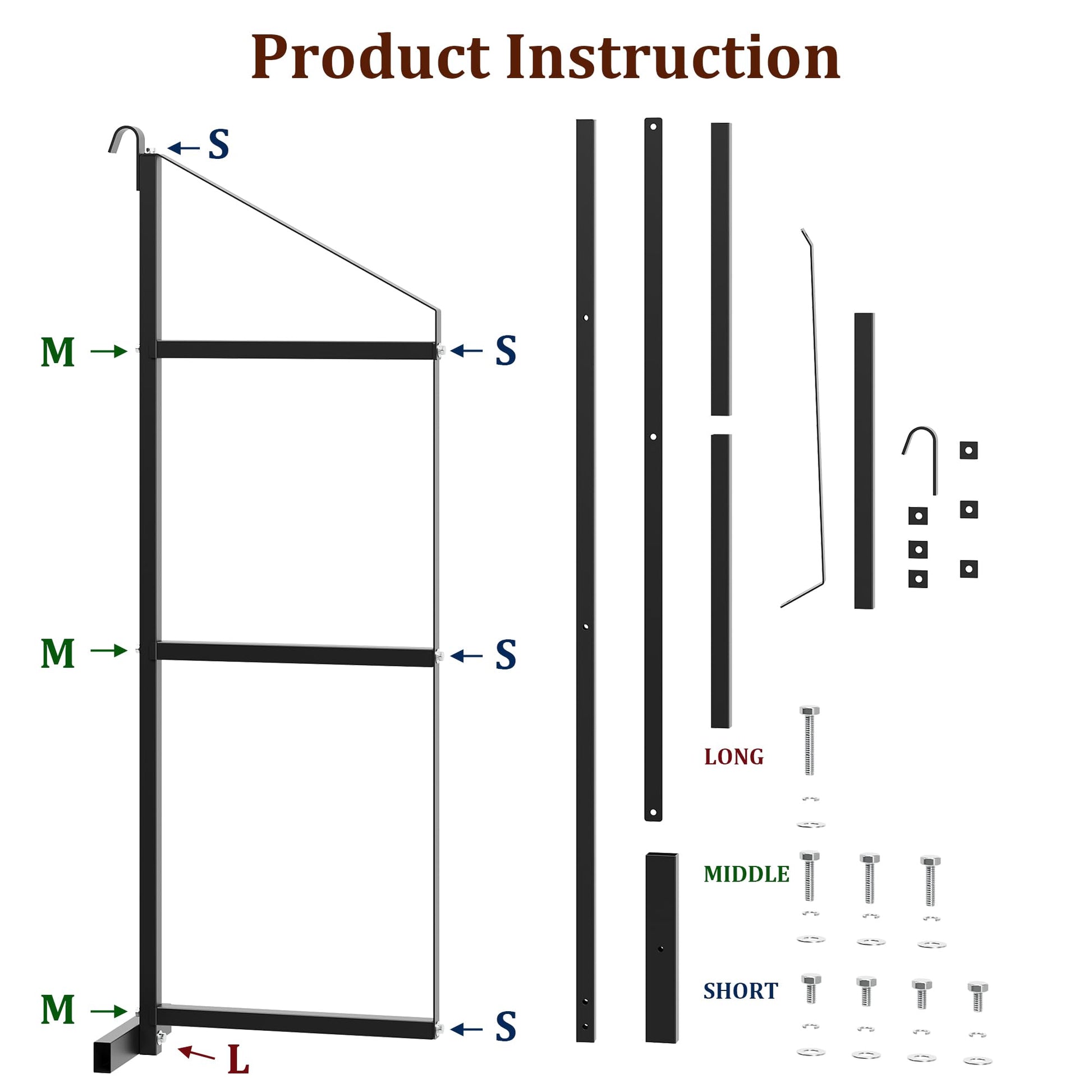 Garvee Shipping Container Shelving Brackets 4PCS, 3-Tier 22''D x 60''H Black Powder Coated Steel Shelf Support for Cargo Storage, Easy to Hang and Remove for Heavy Duty Containers, Workbenches