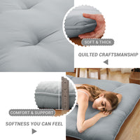 Garvee Futon Mattress, Japanese Floor Mattress Full Size Floor Mat for Sleeping Adult Size, Foldable Tatami Mattress Roll Up Floor Bed Mattress for House Guest Camping Dorm, Light Grey