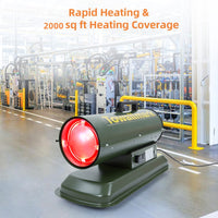 Garvee 80000 BTU Forced Air Diesel and Kerosene Heater, Thermostat Control, Portable for Outside, Jobsite, Garage, Construction, Green