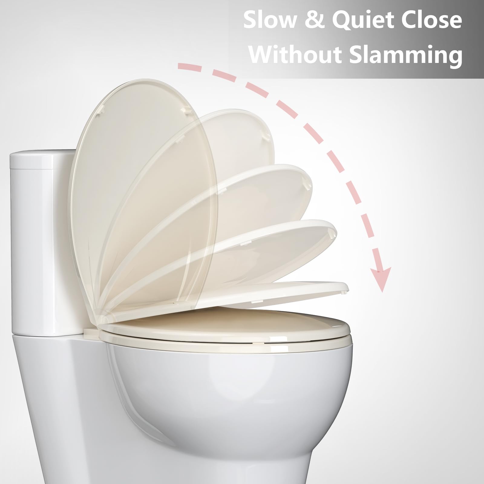 Garvee Toilet Seat Round,Toilet Seat with Quick-Release And Quick-Attach, Plastic Toilet Seat with Soft Close,Easy Install and Clean - Fits Most Round Toilets Almond