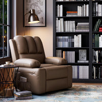 Garvee 22" Widen Rocker Swivel Recliner Chair, Lazy Boy Recliner for Adults, with 1.5X Sponge Filling, Side Pocket, and Cup Holder, for Living Room, Bedroom, and Nursery, Tan