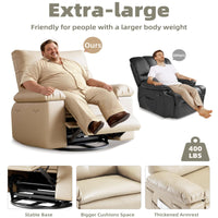 Garvee Oversized Wide Massage Recliner Chair, PU Leather Large Manual Recliner for Adults, Ultimate Comfort Lazy Boy with 1.5X Sponge Filling and Easy Recline Mechanism for Relaxation, Beige