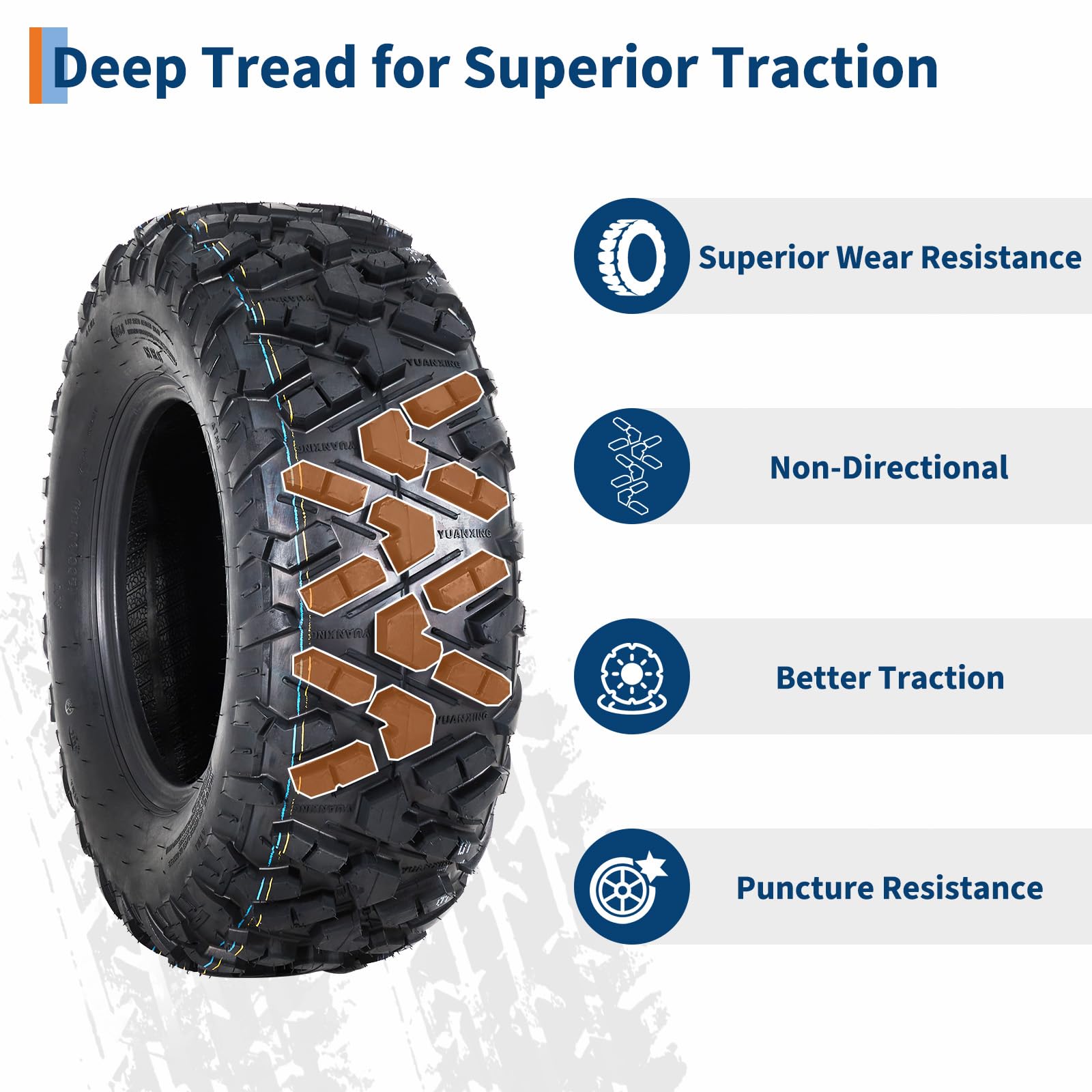 Garvee 25x10-12 ATV Tires (Set of 2) - 6PR Tubeless Heavy-Duty All-Terrain Tires for ATV/UTV, Ideal for Mud, Sand, Dirt, Snow, & Off-Road