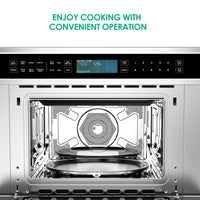 Garvee 30’ Microwave Oven, 1.6 Cu.Ft Capacity Built-In Microwave Convention Oven with Air Fryer, Child Safety Lock, Drop Down Door, 3D Surround Heating Touch Control for Versatile Cooking Solutions