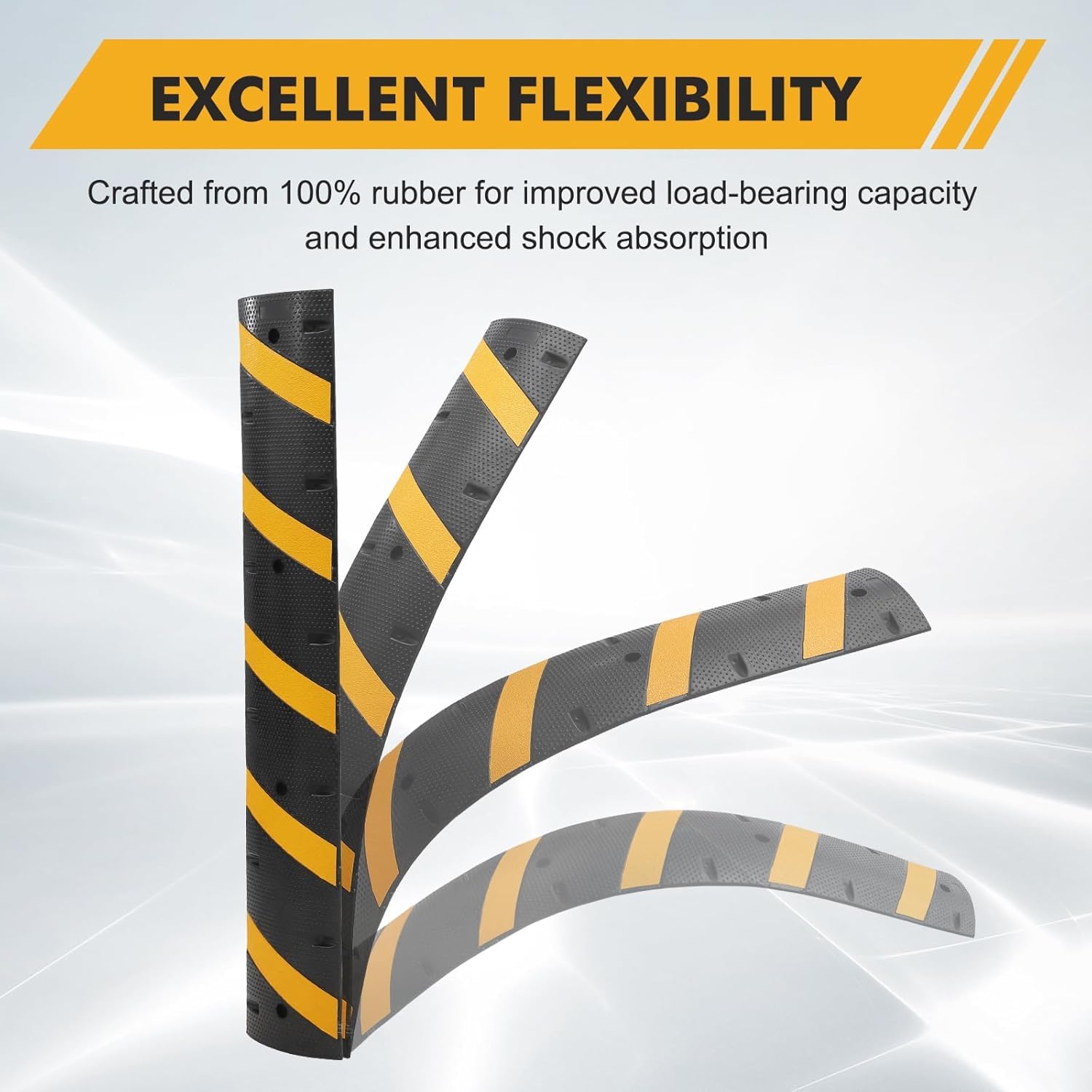 Garvee 2PCS 6FT Rubber Speed Bump,25000 lbs Load Capacity Cable Protector Ramp with 2 Channe,Traffic Speed Humps for Home Garage Asphalt Concrete Gravel Driveway