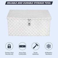 Garvee 20 Inch Aluminum Diamond Plate Tool Box With Lock and Keys, Heavy Duty Waterproof Truck Storage Organizer Chest for Pick Up Truck Bed, Rv Trailer/Van With Side Handle