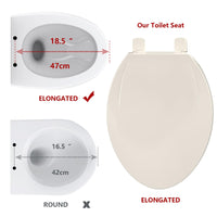 Garvee Toilet Seat Elongated,Toilet Seat with Quick-Release And Quick-Attach, Plastic Toilet Seat with Soft Close, Easy Install and Clean - Fits Most Elongated Toilets Almond