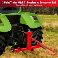 Garvee 3000lbs 3Pt Gooseneck Trailer Hitch, 2 Inch for Cat 1 Tractors