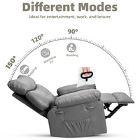 Garvee Oversized Wide Massage Recliner Chair, PU Leather Large Manual Recliner for Adults, Ultimate Comfort Lazy Boy with 1.5X Sponge Filling and Easy Recline Mechanism for Relaxation, Grey