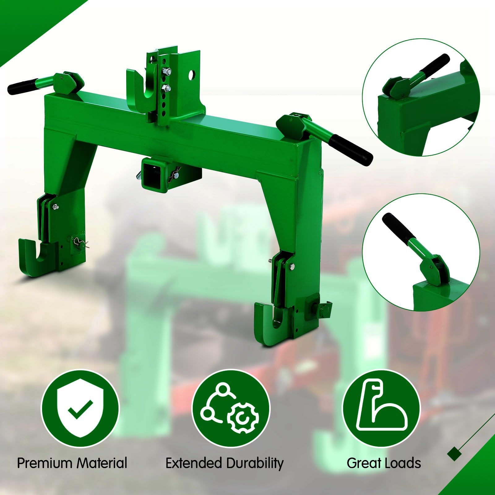 Garvee 3-Point Quick Attach Hitch, 2 Inch Receiver & 5 Bolts Adjust