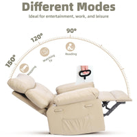 Garvee Oversized Wide Massage Recliner Chair, PU Leather Large Manual Recliner for Adults, Ultimate Comfort Lazy Boy with 1.5X Sponge Filling and Easy Recline Mechanism for Relaxation, Beige