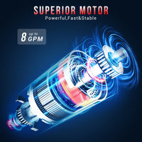 Garvee Fuel Transfer Pump DC 12V Diesel Transfer Pump with Nozzle Hose Cast Iron Gasoline Transfer Pump, 8GPM, Overheating Stability, Applicable to Gasoline, Diesel, Black