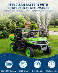 Garvee 12V Kids Ride on Dump Truck with Parent Remote Control, Single Seater Electric Farm Truck for Kids, Powered Dump Bed, Double Opening Doors, Suspension, LED Lights, MP3 & Horn,Green