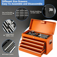 Garvee 20 Inch Heavy-Duty Tool Chest with 5 Drawers, Rolling Tool Box Cabinet on Wheels, 2-in-1 Detachable Tool Storage Organizer for Garage, Workshop, and Home Improvement, Locking Steel Tool Cart with Top Tool Box, Orange