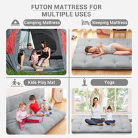 Garvee Futon Mattress, Japanese Floor Mattress Full Size Floor Mat for Sleeping Adult Size, Foldable Tatami Mattress Roll Up Floor Bed Mattress for House Guest Camping Dorm, Light Grey