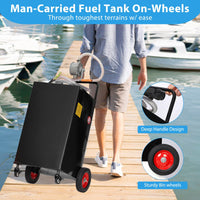 Garvee 50 Gallon Fuel Caddy With 4 Wheels & Manual Transfer Pump, Gasoline Diesel Fuel Can For Cars, Lawn Mowers, Boats, Portable, UV-Resistant, Black
