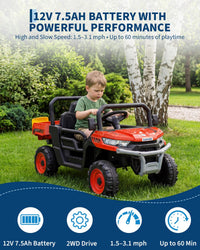 Garvee 12V Kids Ride on Dump Truck with Parent Remote Control, Single Seater Electric Farm Truck for Kids, Powered Dump Bed, Double Opening Doors, Suspension, LED Lights, MP3 & Horn,Red
