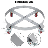 Garvee 55 Gallon Drum Dolly, 1000lbs, Steel Frame Bucket Dolly with 4 Swivel Casters Wheel, Non Tipping Barrel Dolly for Furniture/Trash/Plant