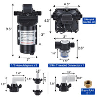 Garvee Water Pressure Booster Pump 115V AC 5GPM 55PSI On Demand Water Diaphragm Pump with 125Ft Head Lift, Self-Priming RV Fresh Water Pump with Pressure Switch for Home Marine Yacht Garden Hose