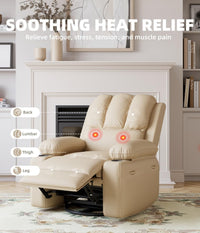 Garvee Oversized 27" Recliner Chairs with Heat and Massage, 360° Swivel Lazy Boy Recliner Chair for Adults, Manual Rocking Chair with Cup Holder for Living Rooms, Bedrooms and Nurseries, Beige