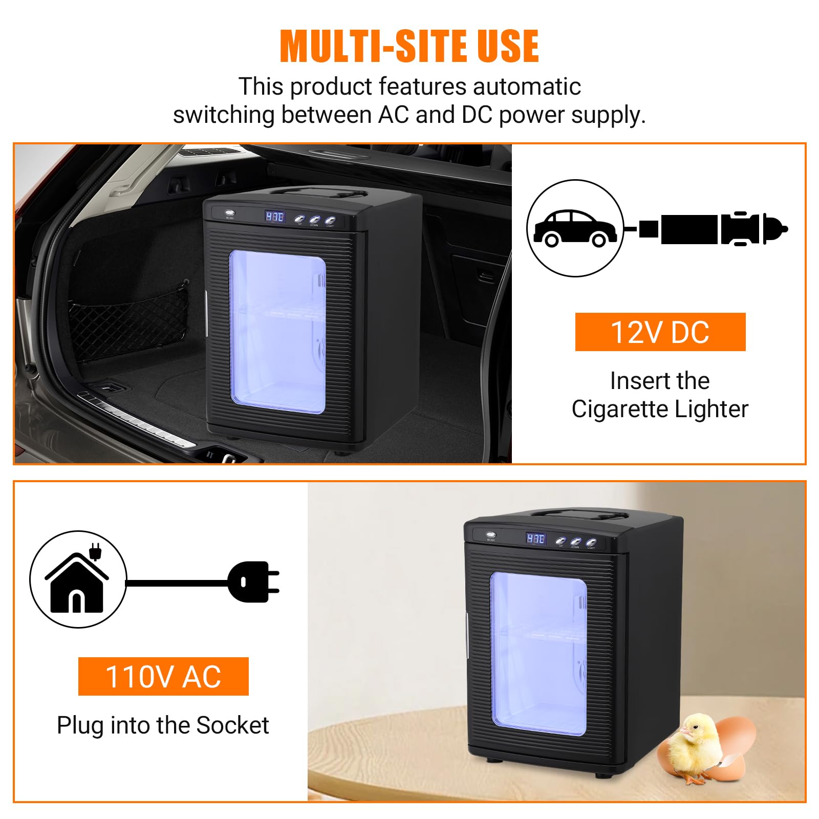 Garvee 25 L Incubator, Portable Reptile Science Laboratory Incubator, Temperature Controlled 5°C-60°C, for Small Reptiles（Black）