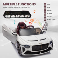 Garvee Kids Ride On Car, Licensed Bentley Bacalar 12V Electric Vehicles w/Parent Remote Control, Scissor Door, Suspension, 3 Speeds, LED Lights, Horn, Battery Powered Ride on Toy for Boys Girls - White