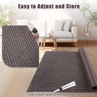Garvee 6' × 23' Stripe Brown Marine Carpet, Waterproof Indoor/Outdoor Rug with TPR Non-Slip Backing for Boat, Patio Deck, Camping, and Outdoor Use