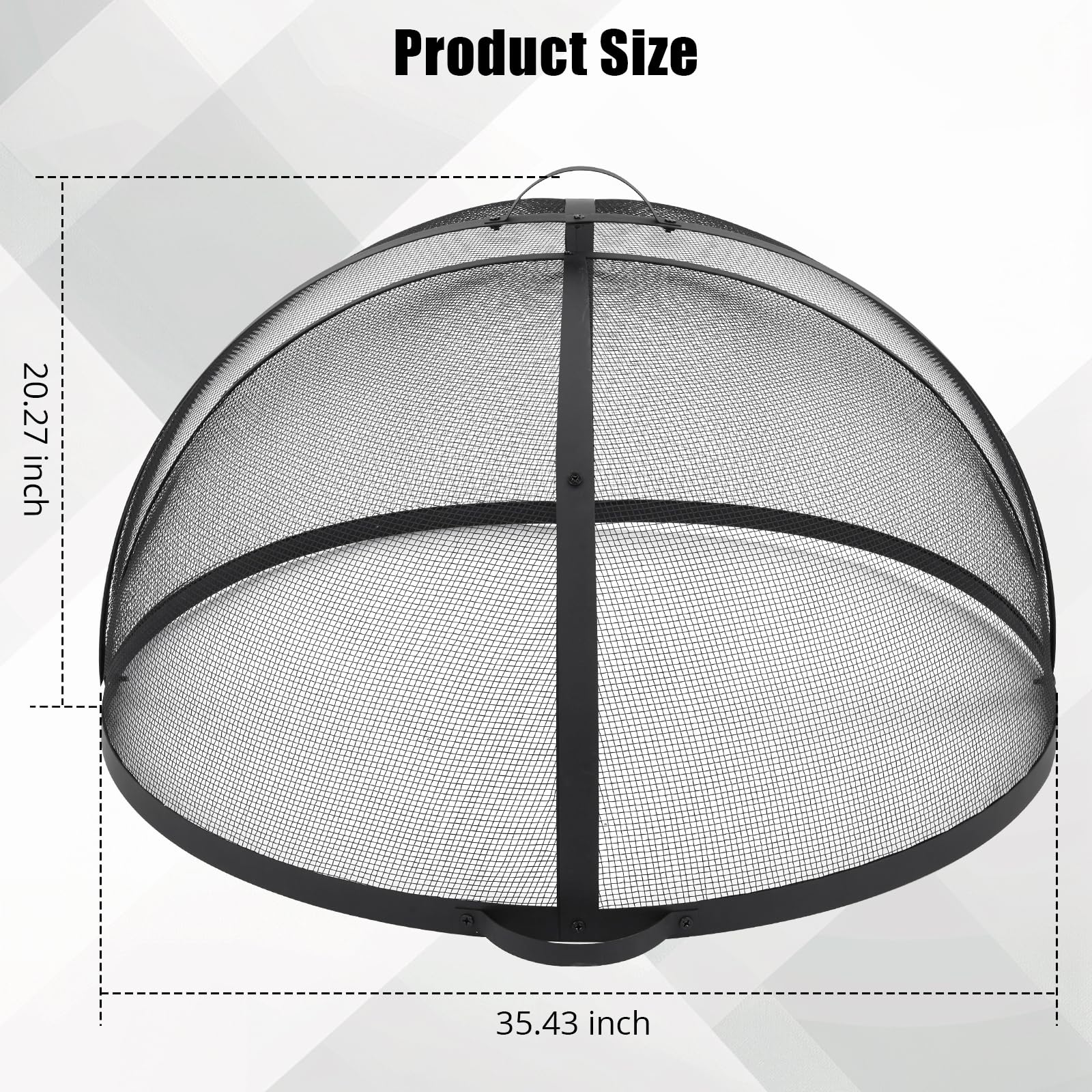 Garvee Outdoor Fire Pit Spark Screen Cover Accessory - 30 Inch Round Heavy Duty Stainless Steel Ember Cover with Heavy Duty Hinges, Flaky Black Design for Patio Backyard