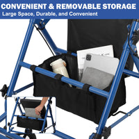 Garvee 2-in-1 Rollator Walker & Transport Wheelchair | 300lbs Capacity | Adjustable Height Mobility Aid for Seniors with Padded Seat & Foldable Footrest, Blue