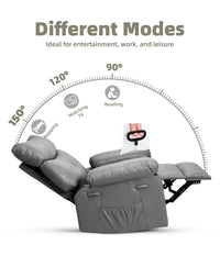 Garvee Oversized Wide Rocker Swivel Recliner Chair - PU Leather Large Manual Recliner for Adults, Ultimate Comfort Lazy Boy with 1.5X Sponge Filling and Easy Recline Mechanism for Relaxation, Gray