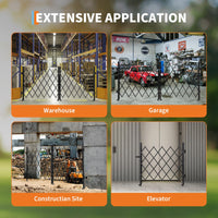 Garvee 10FT Industrial Metal Expandable Barricade，Retractable Traffic Fence with Casters, Portable Barricade Gate for Construction Area, Traffic Control, Cordon