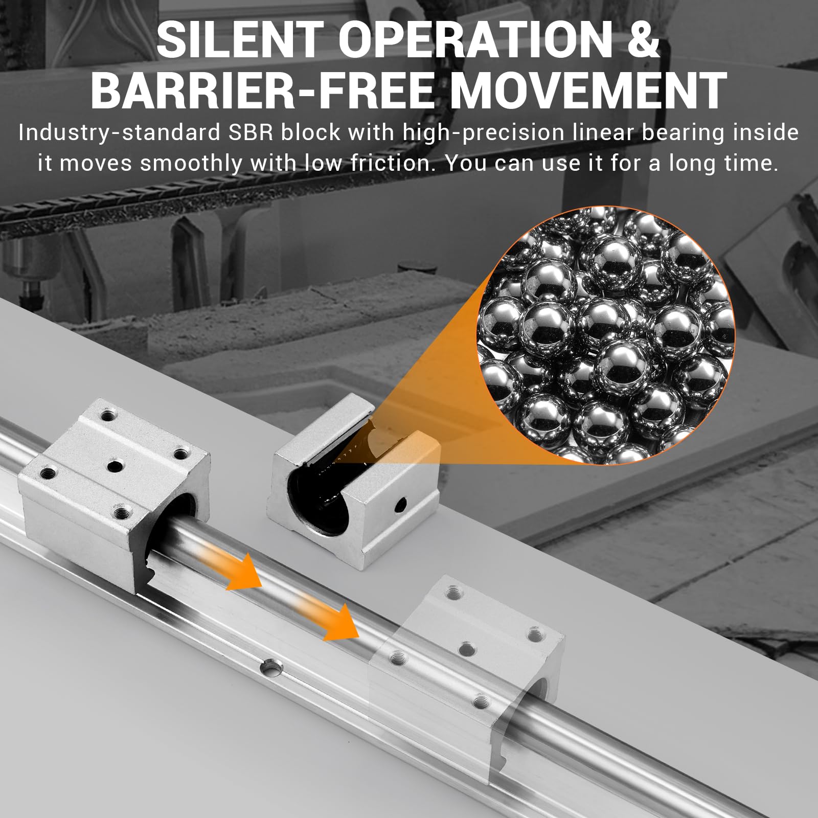 Garvee Linear Rail Slide SBR16-800mm (2 PCS) and 4 PCS 4SBR16UU Bearing Blocks, Linear Bearing CNC Kit for Automated Machines DIY Project and Equipment