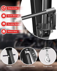Garvee 2-Ton Folding Engine Hoist Hydraulic Crane with 6 Swivel Wheels & Adjustable Boom Reinforced Steel Rust-Proof Coating Garage Workshop Farm, Black