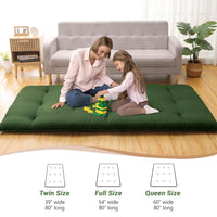 Garvee Japanese Futon Floor Mattress, Futon Mattress Full Size Foldable Floor Bed Mattress, Tatami Mat for House Guest Dorm Roll Up Sleeping Floor Mattress, Army Green